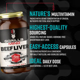 Gorilla Mind Beef Liver Capsules showing side view of bottle