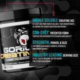 Gorilla Mind Creatine HCl 280g powder in a scoop