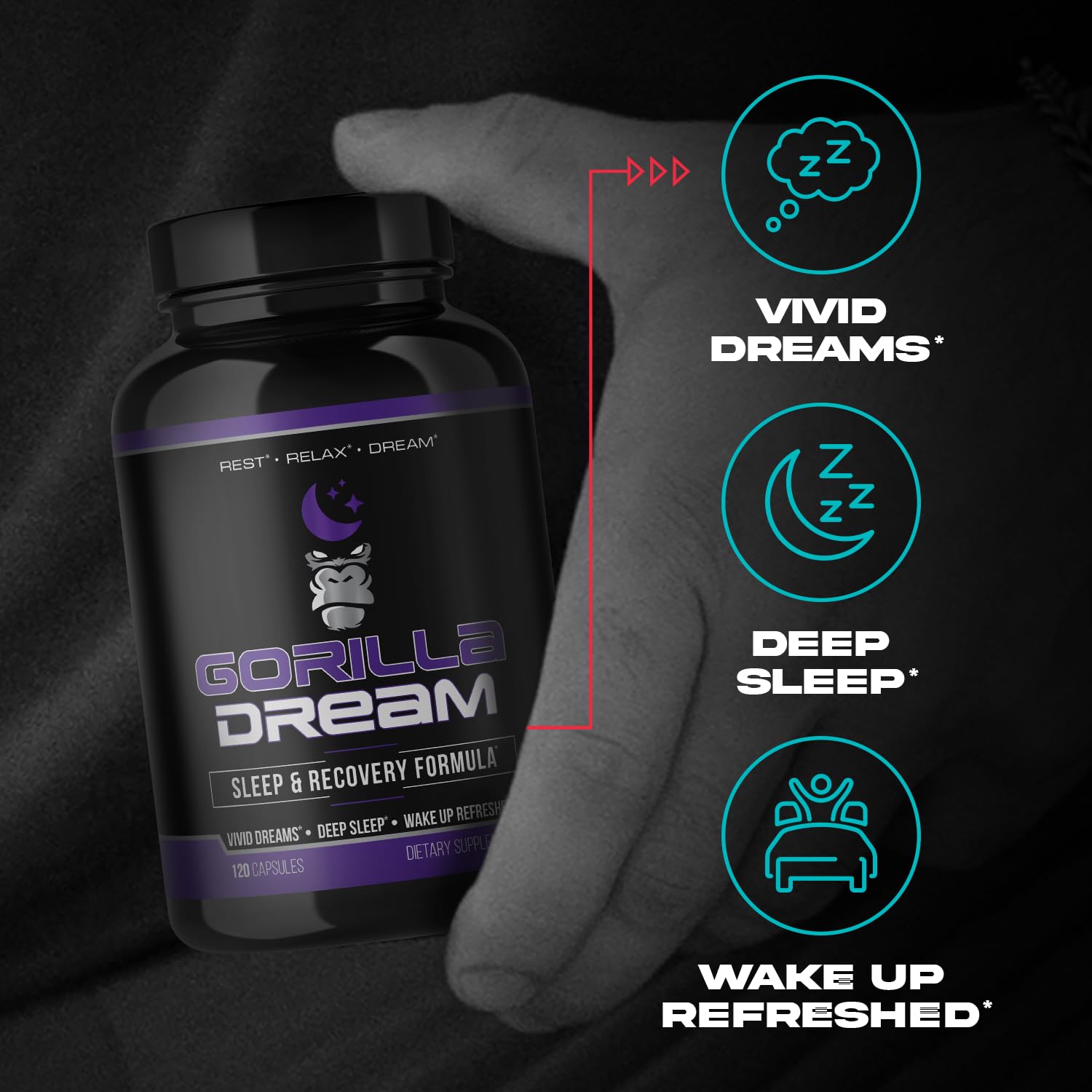 Gorilla Mind Dream Sleep Supplement capsules close-up