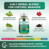 GORNVB 9 IN 1 Cortisol Gummies open bottle showing gummies