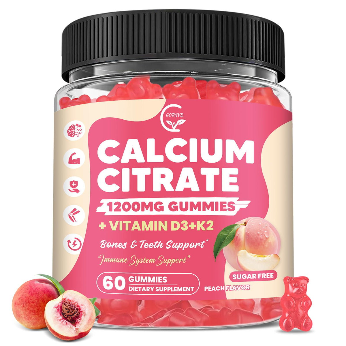 GORNVB Calcium Citrate Gummies front view with packaging