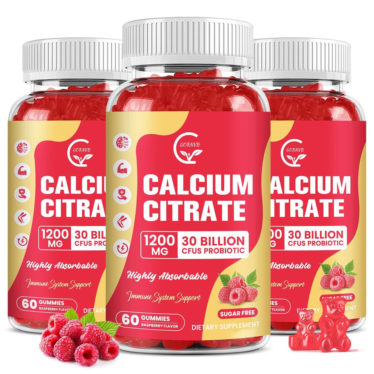GORNVB Calcium Citrate Gummies front view with packaging
