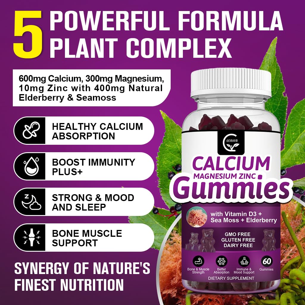 GORNVB Calcium Magnesium Zinc Gummies close-up of gummies