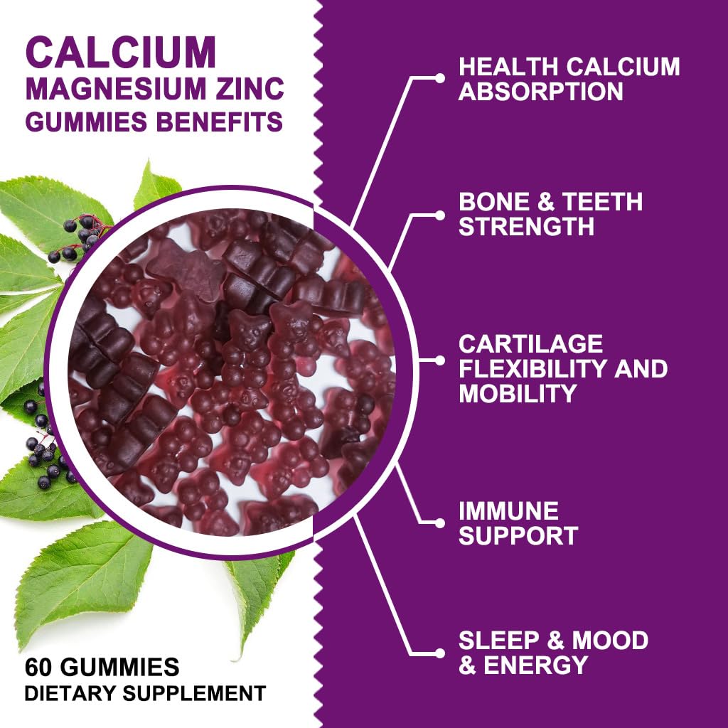 GORNVB Calcium Magnesium Zinc Gummies with a measuring scoop
