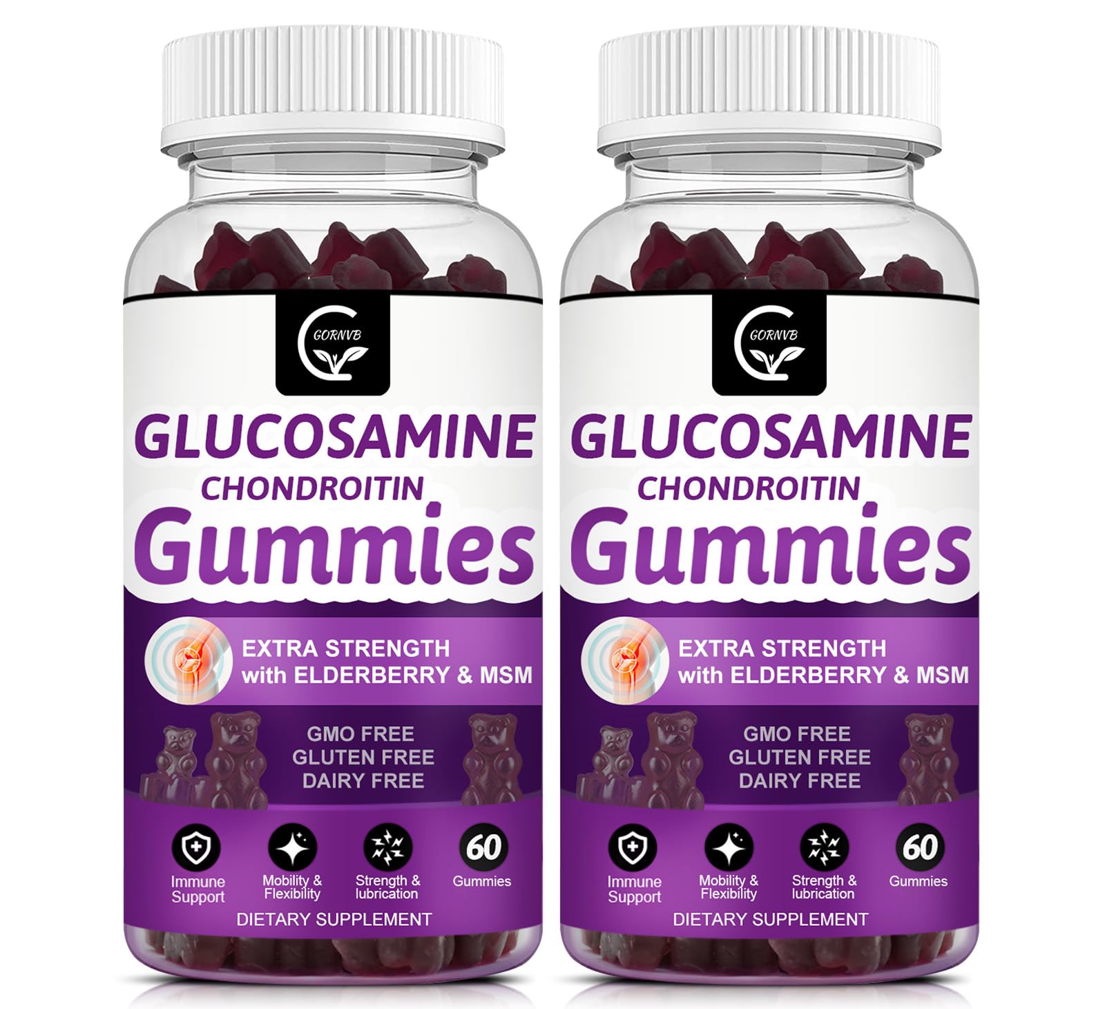 GORNVB Glucosamine Chondroitin Gummies front view with berry flavour