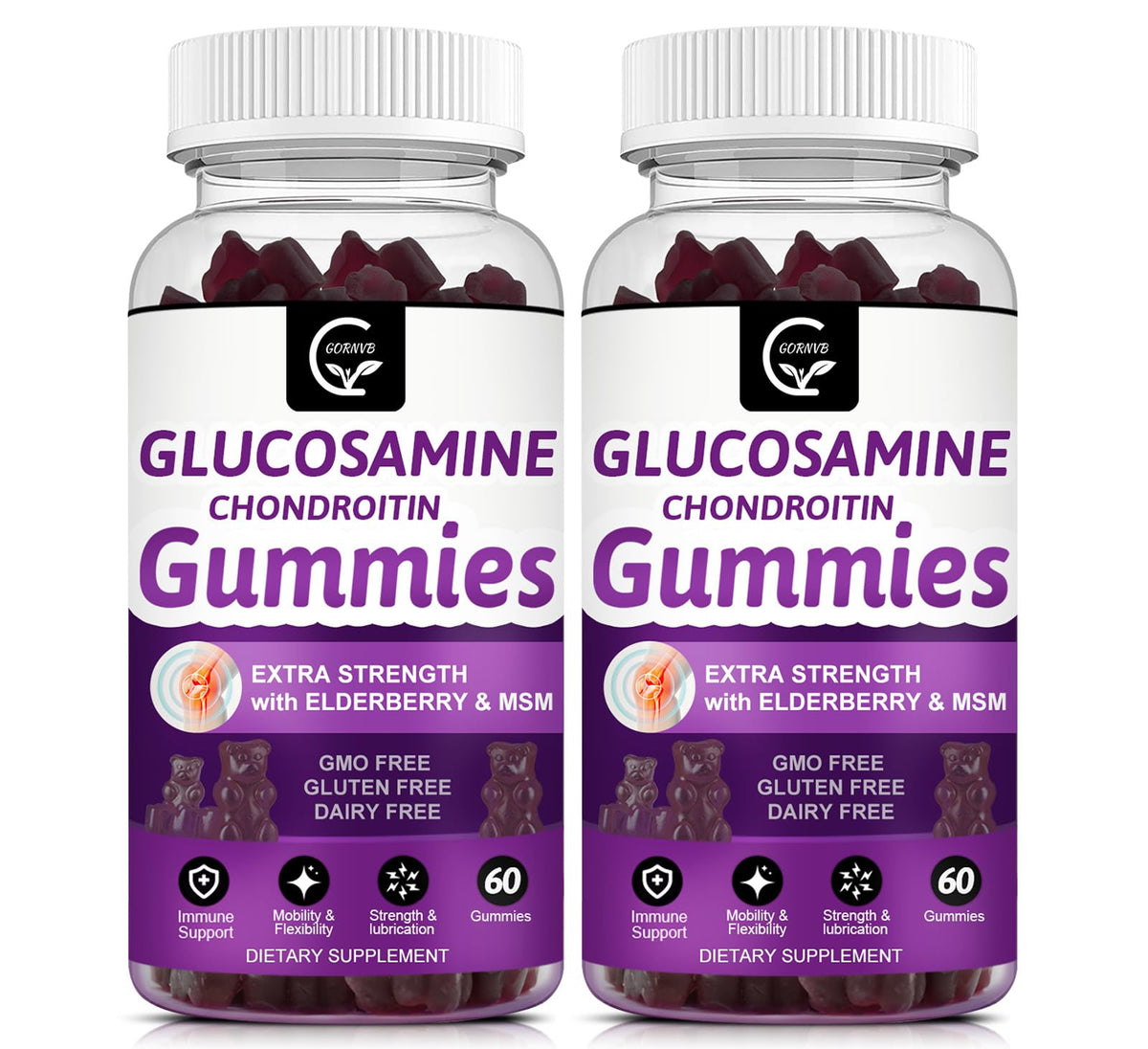 GORNVB Glucosamine Chondroitin Gummies front view with berry flavour