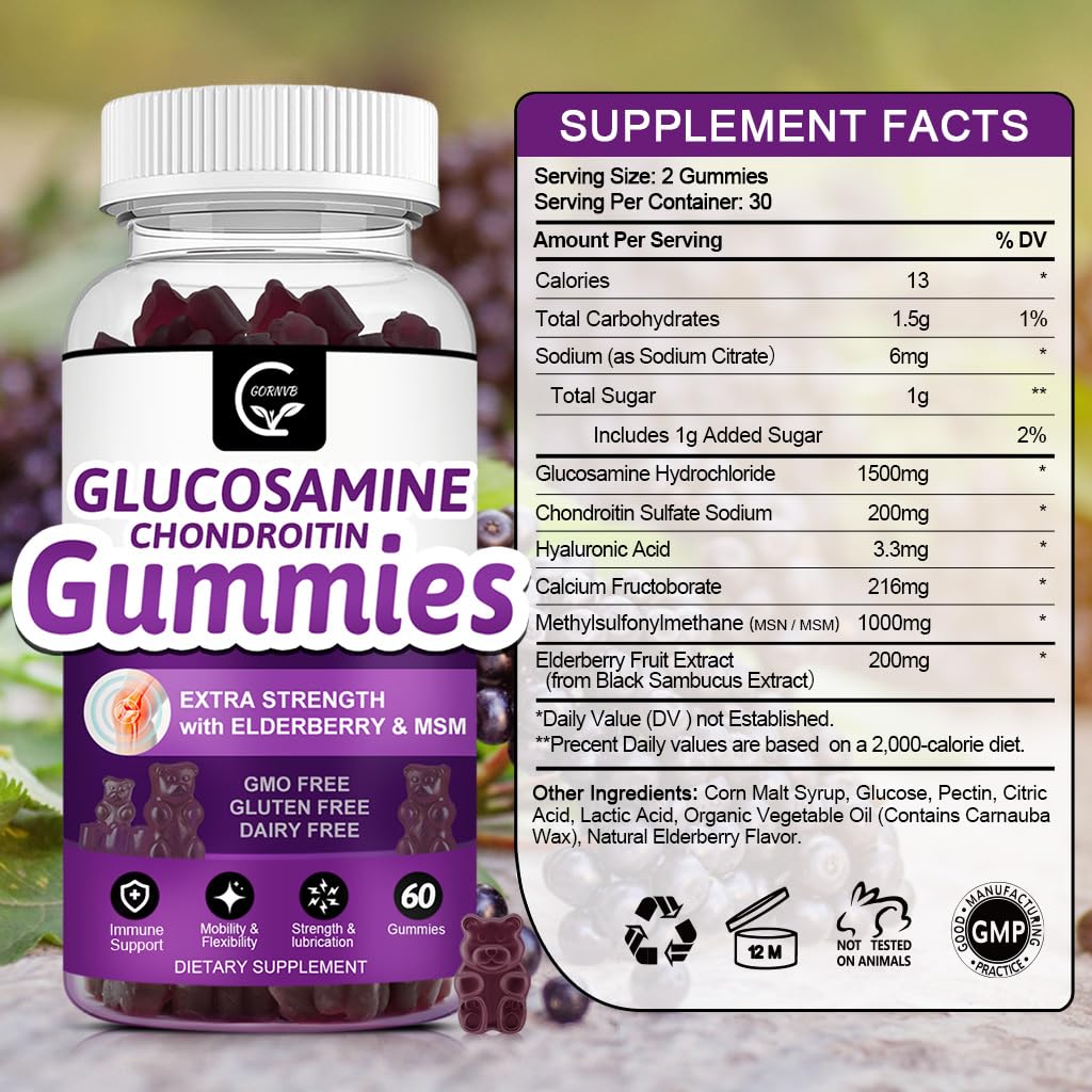 GORNVB Glucosamine Chondroitin Gummies packaging side view