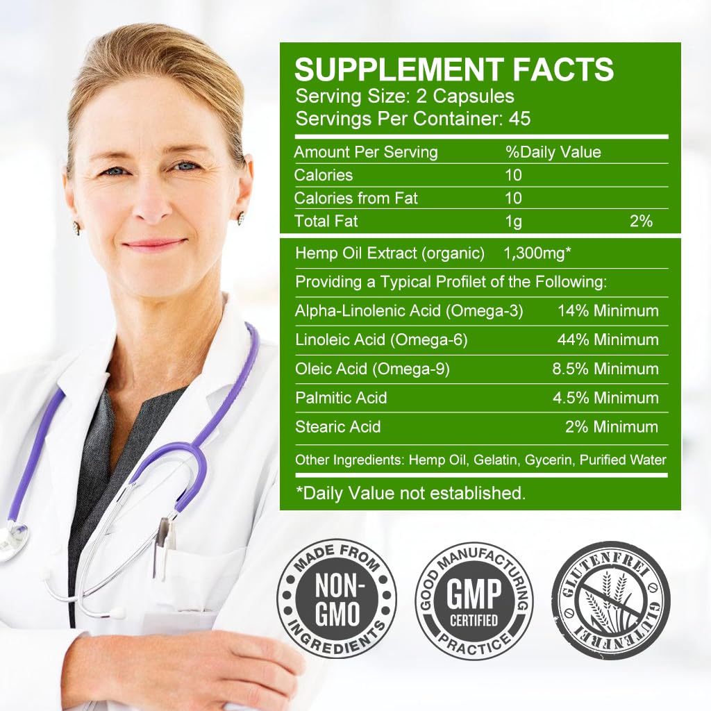 GORNVB Hemp Oil Capsules Omega 3-6-9 bottle with label