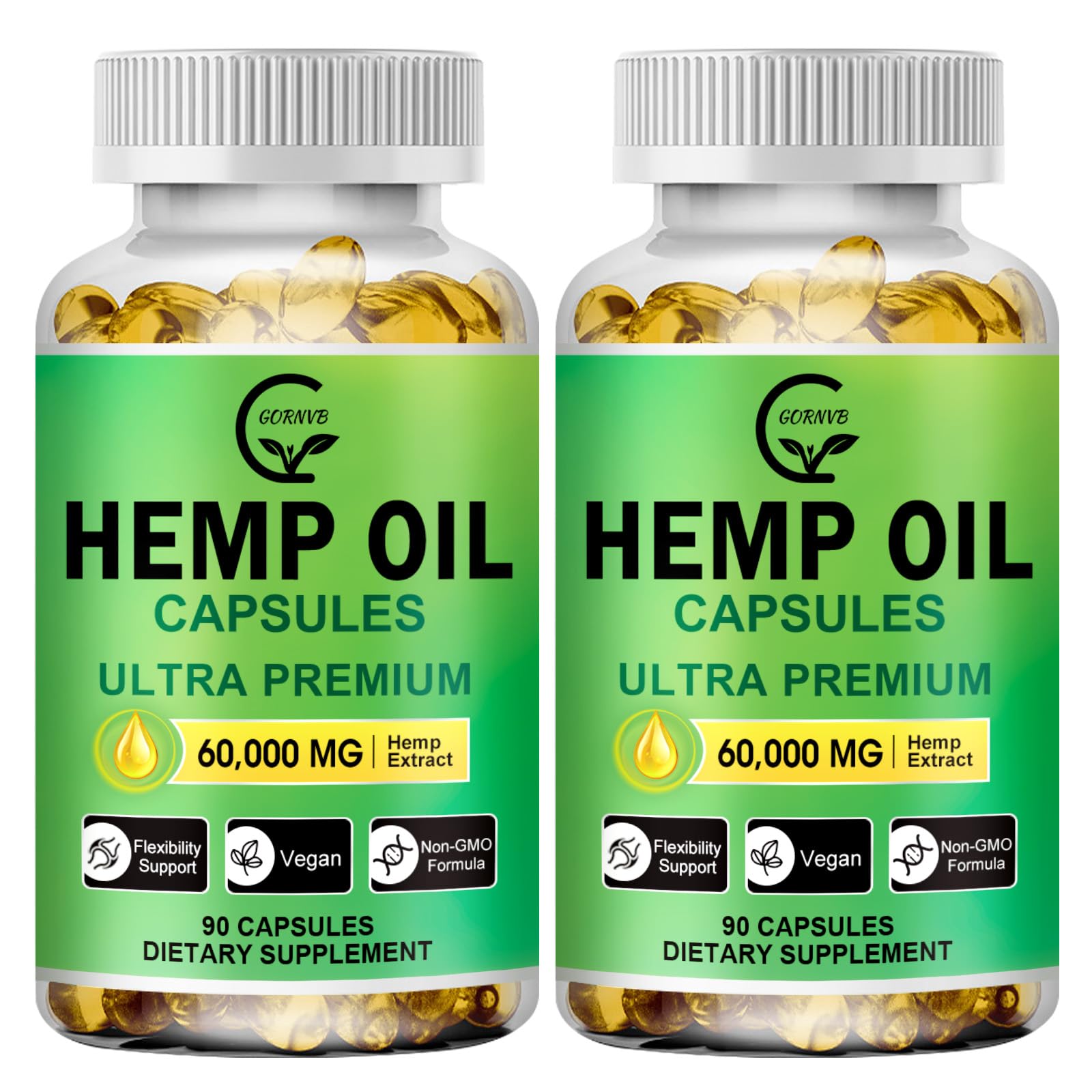 GORNVB Hemp Oil Capsules Omega 3-6-9 front view