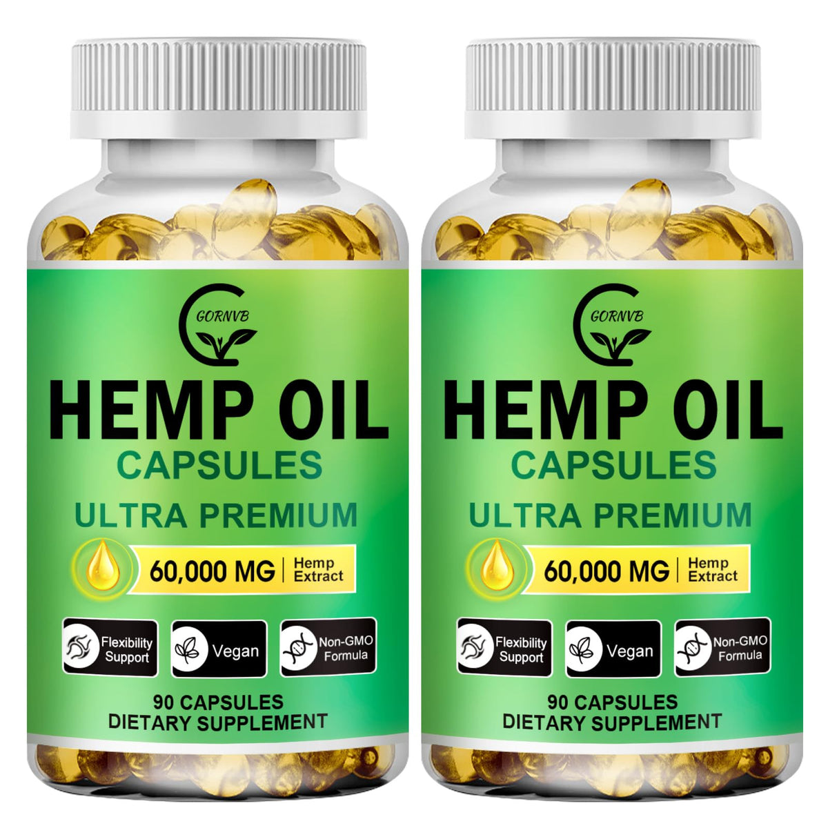 GORNVB Hemp Oil Capsules Omega 3-6-9 front view