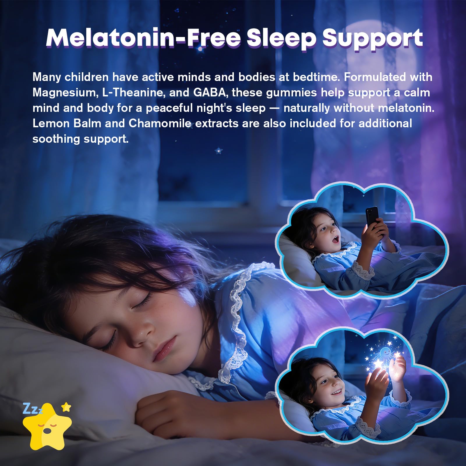 GORNVB Kids Sleep Gummies side view highlighting ingredients
