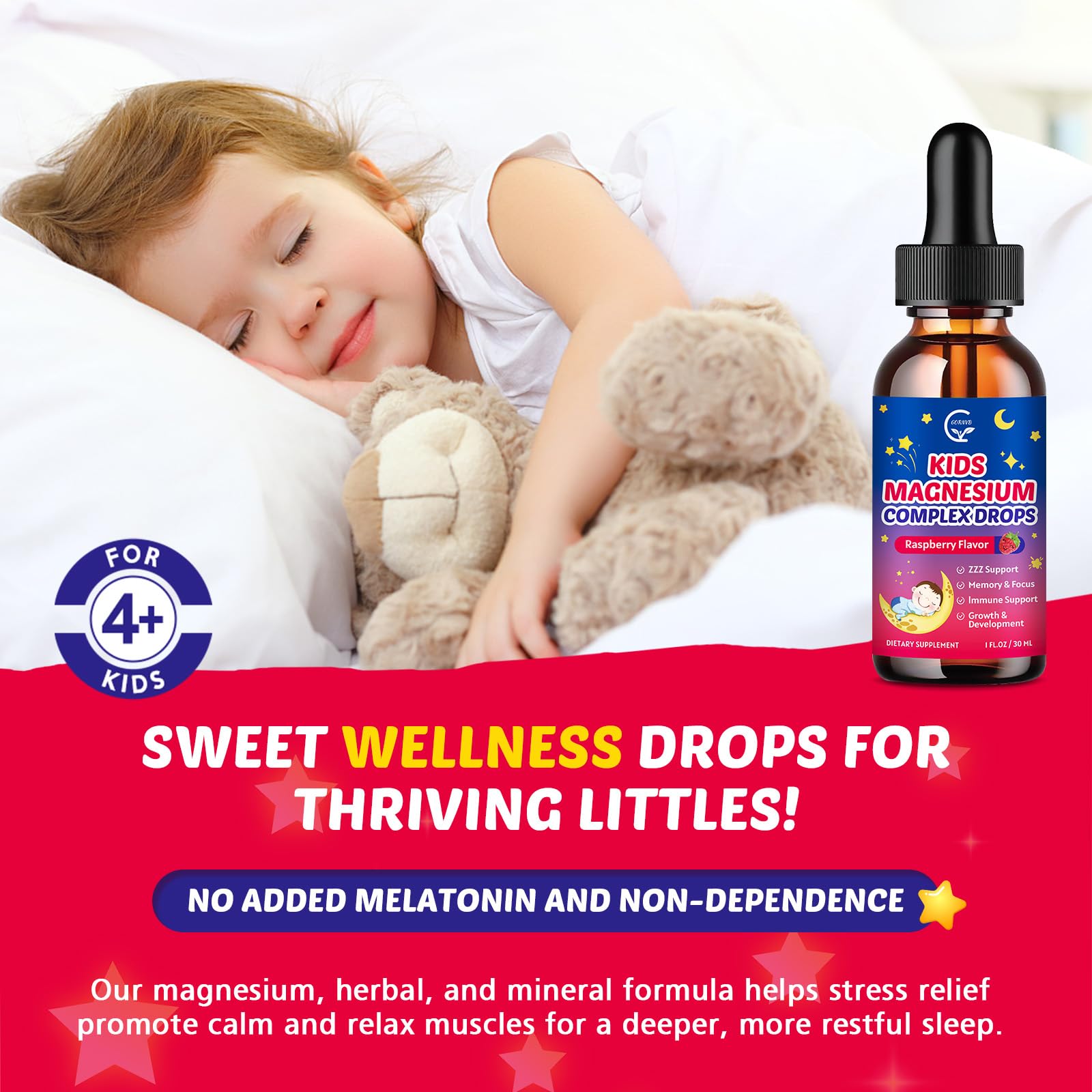 GORNVB Magnesium Glycinate Drops for Kids bottle side view