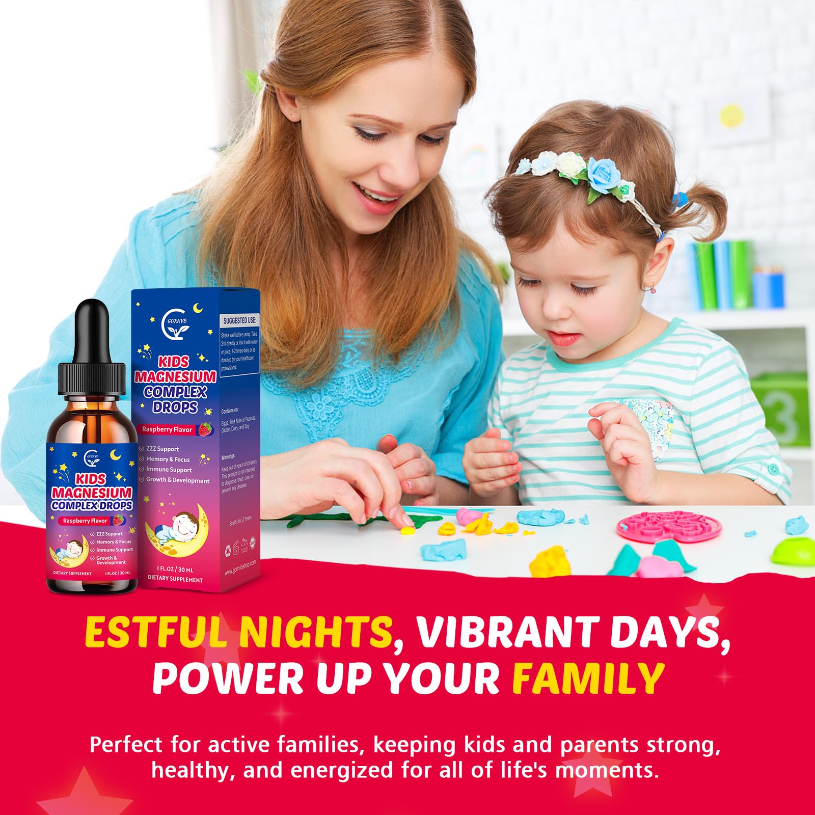 GORNVB Magnesium Glycinate Drops for Kids product dimensions