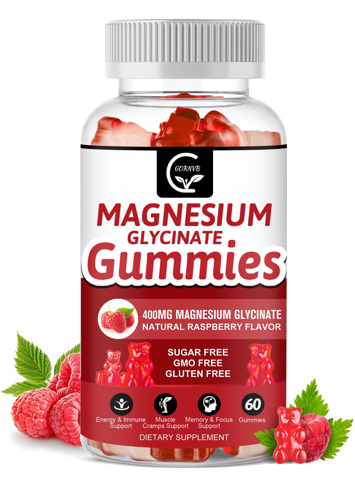 GORNVB Magnesium Glycinate Gummies front view with cute shapes