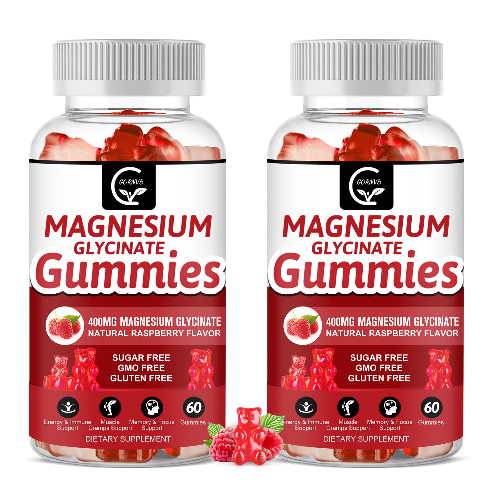 GORNVB Magnesium Glycinate Gummies front view with cute shapes