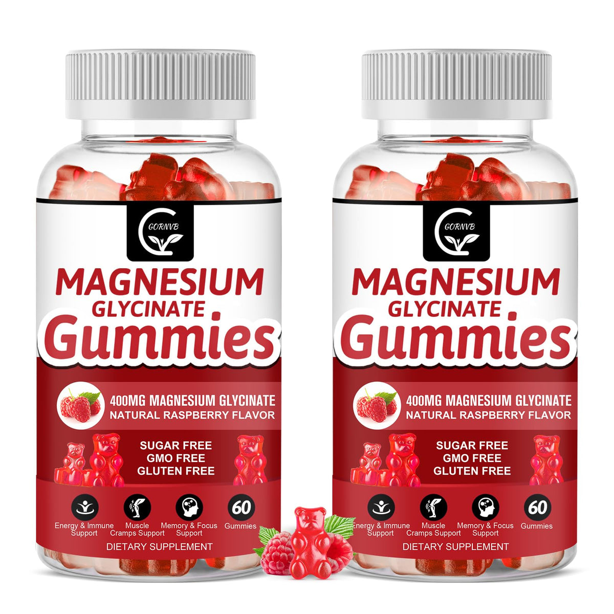 GORNVB Magnesium Glycinate Gummies front view with cute shapes