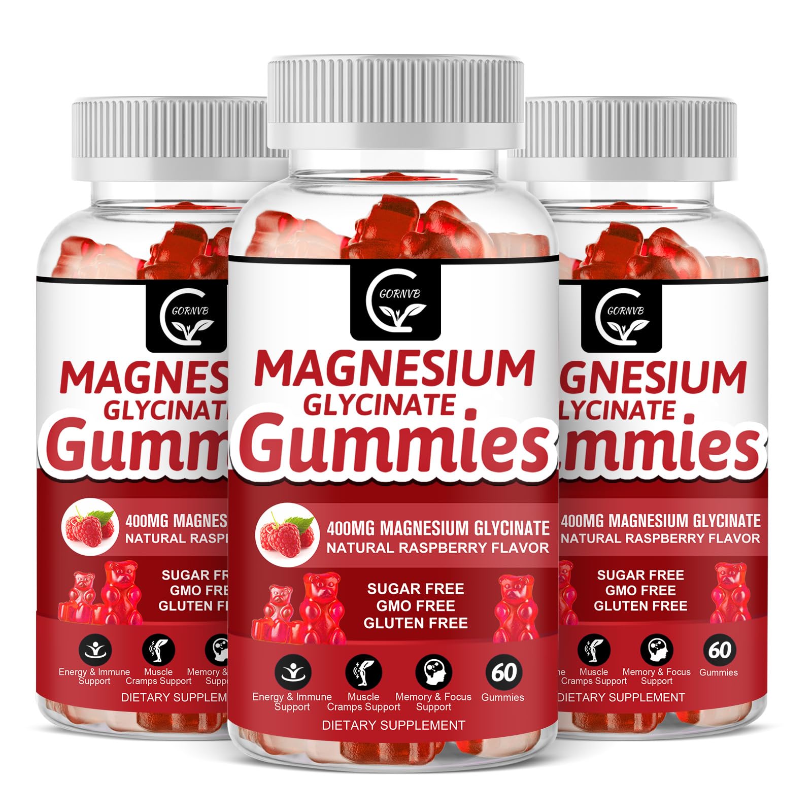 GORNVB Magnesium Glycinate Gummies front view with cute shapes