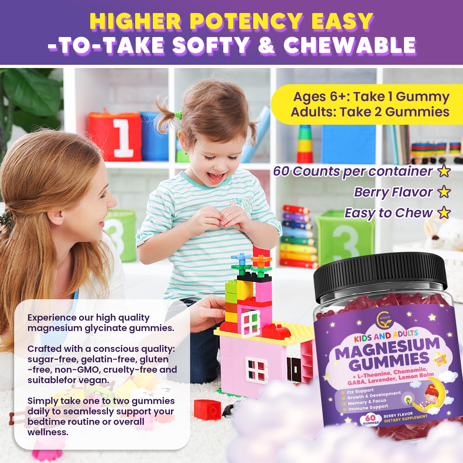 GORNVB Magnesium Glycinate Gummies with a measuring spoon