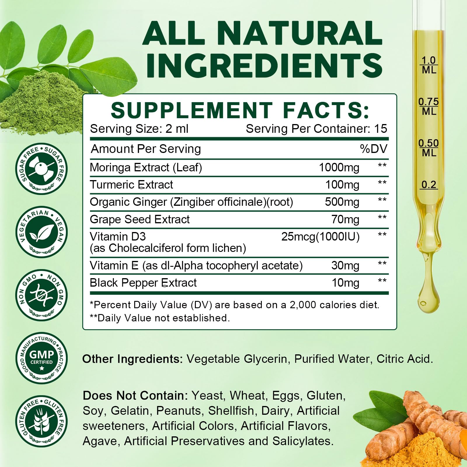 GORNVB Organic Moringa Liquid Drops 93g dropper close-up