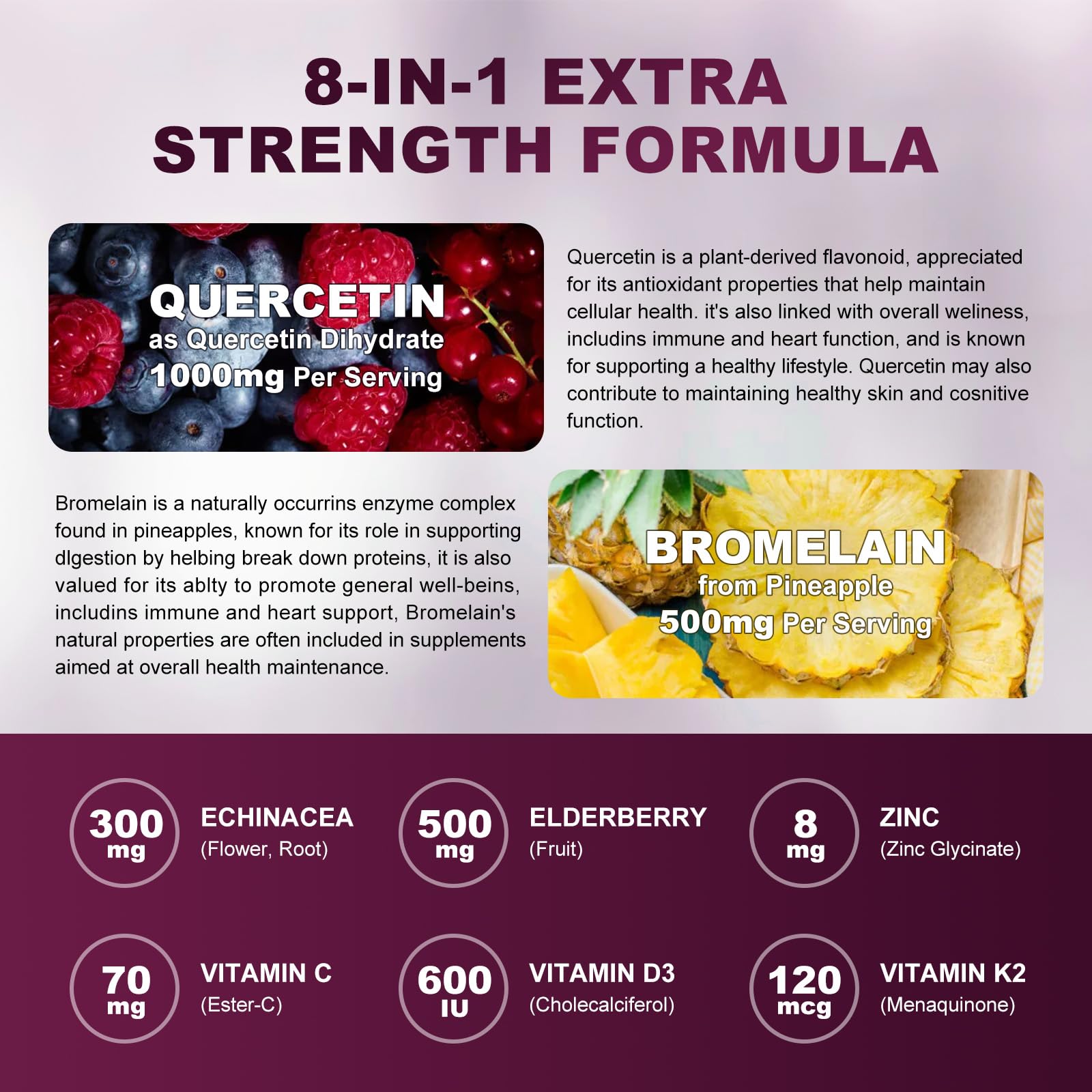 GORNVB Quercetin gummies close-up of ingredients