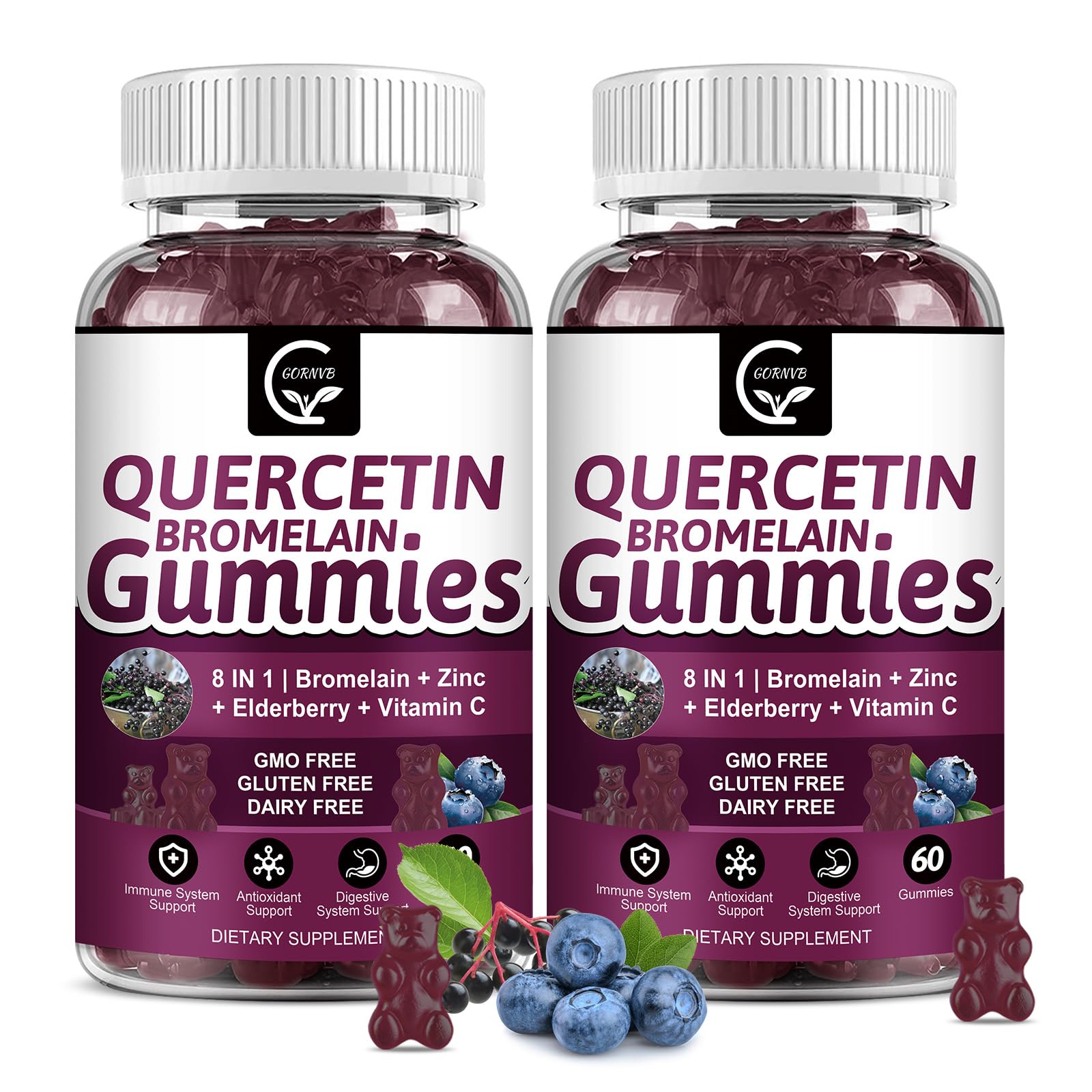 GORNVB Quercetin with Bromelain gummies front view