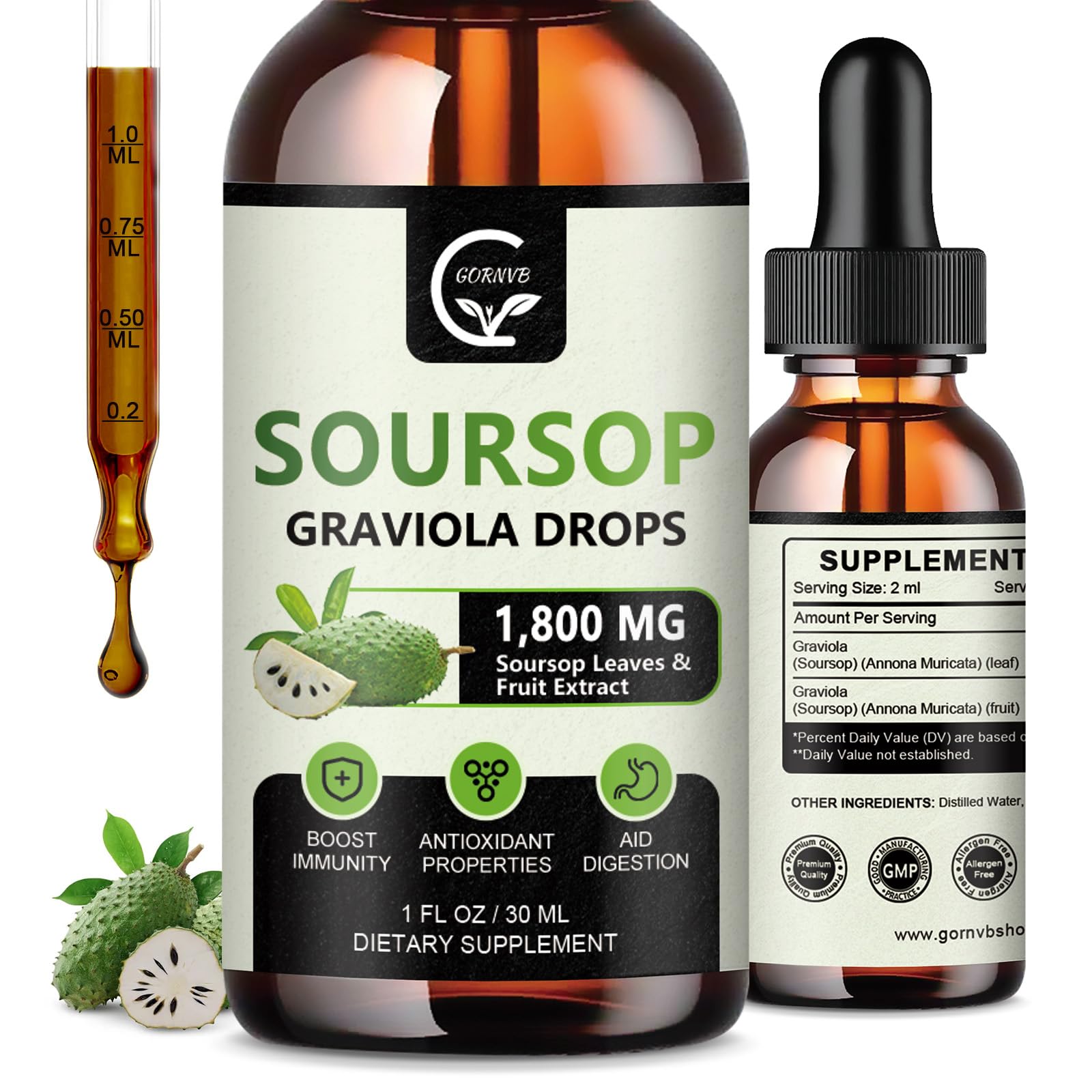 GORNVB Soursop Graviola Liquid Drops 30ml front view