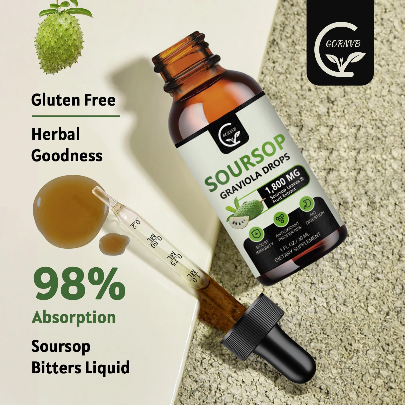 GORNVB Soursop Graviola Liquid Drops ingredients list