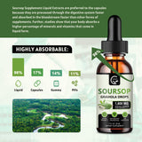GORNVB Soursop Graviola Liquid Drops with a glass of water