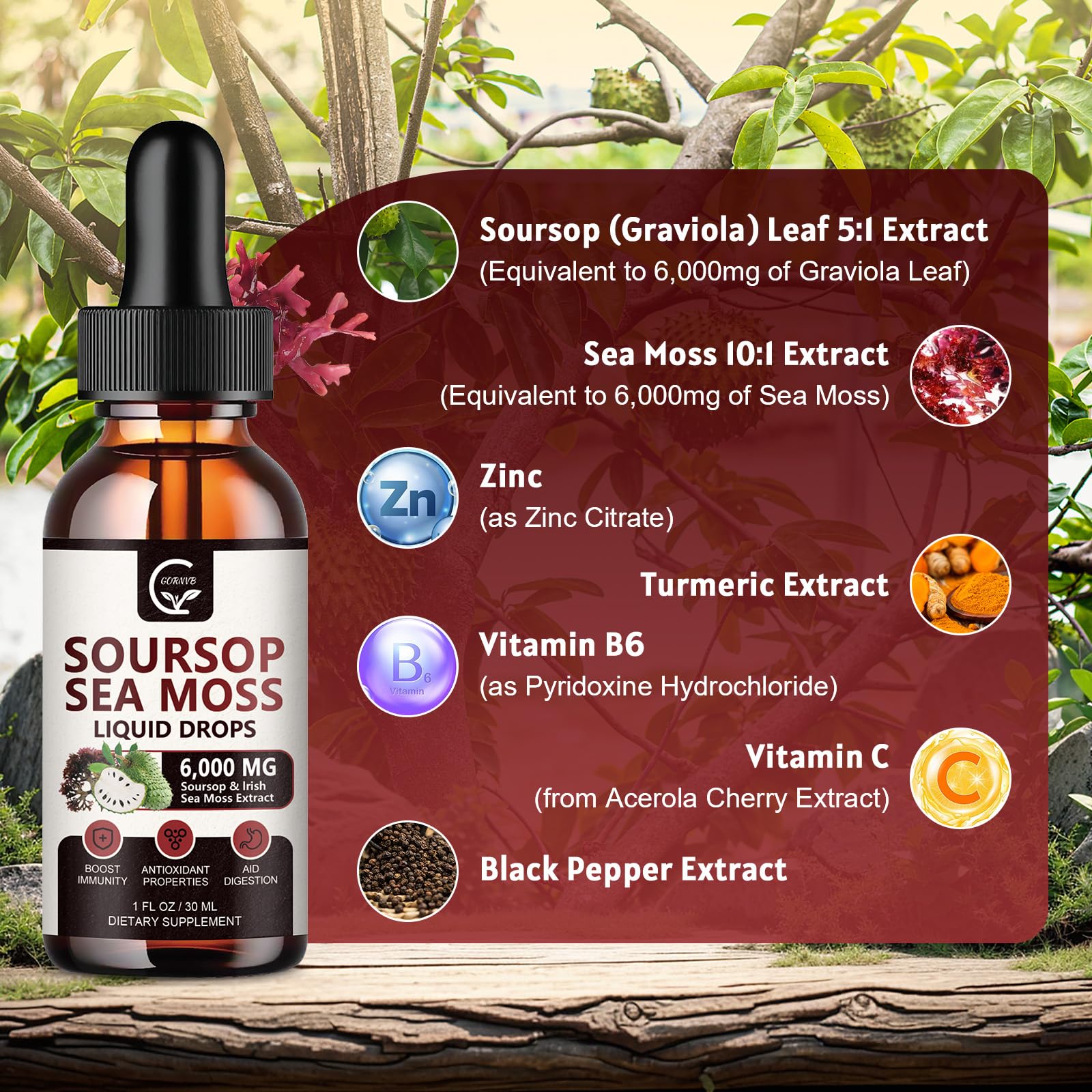 GORNVB Soursop Liquid Drops in lifestyle setting