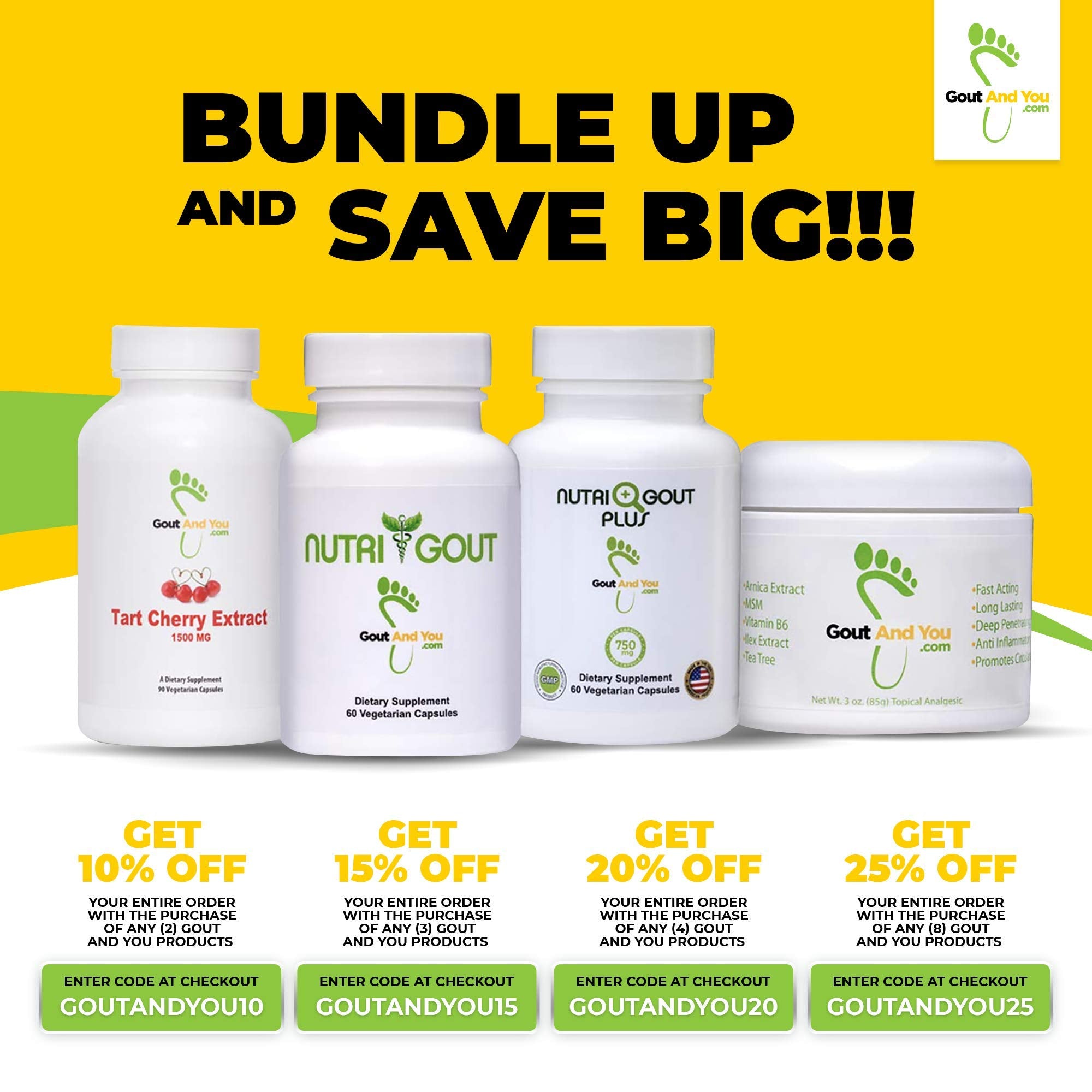 Gout and You NutriGout Plus supplement bottle with water glass