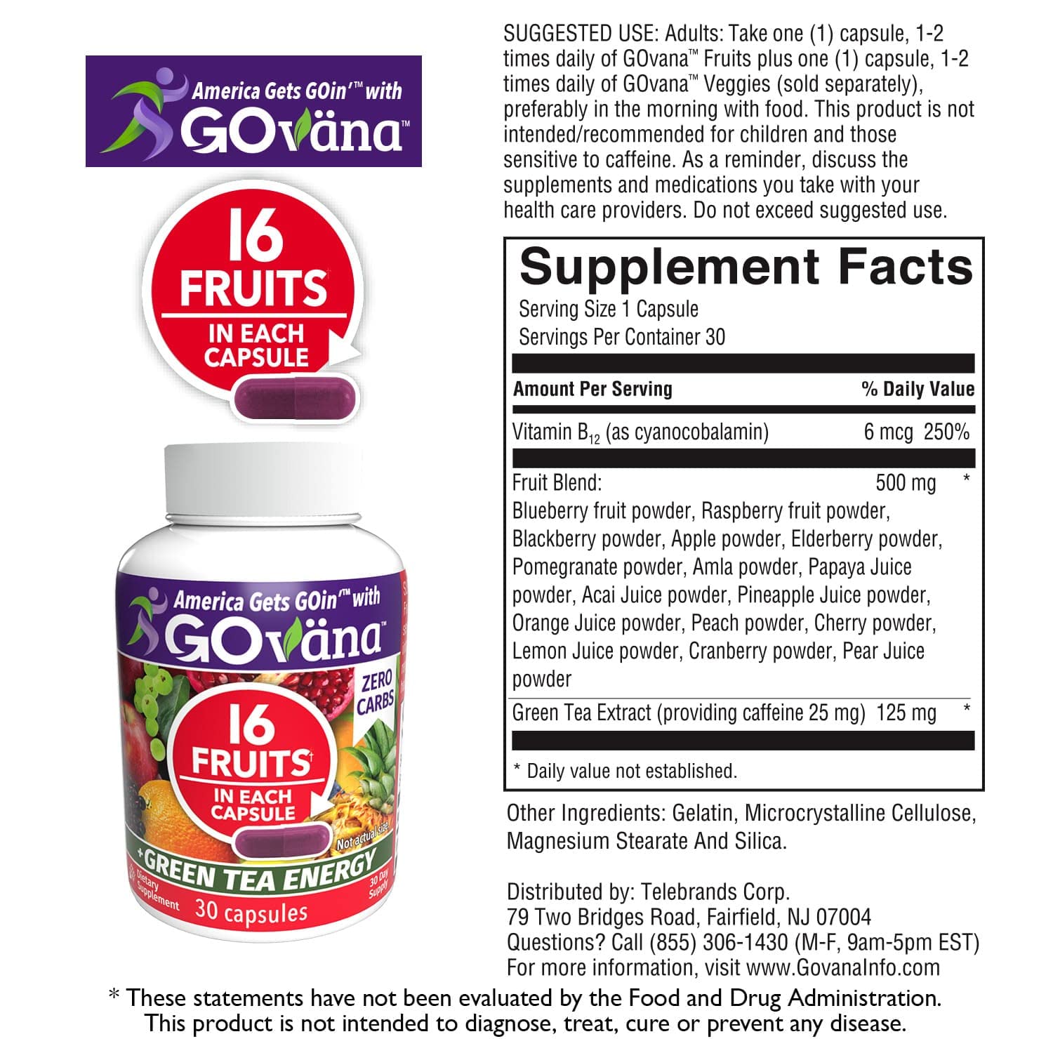 GOVANA Fruit & Veggie Capsules with green tea leaves