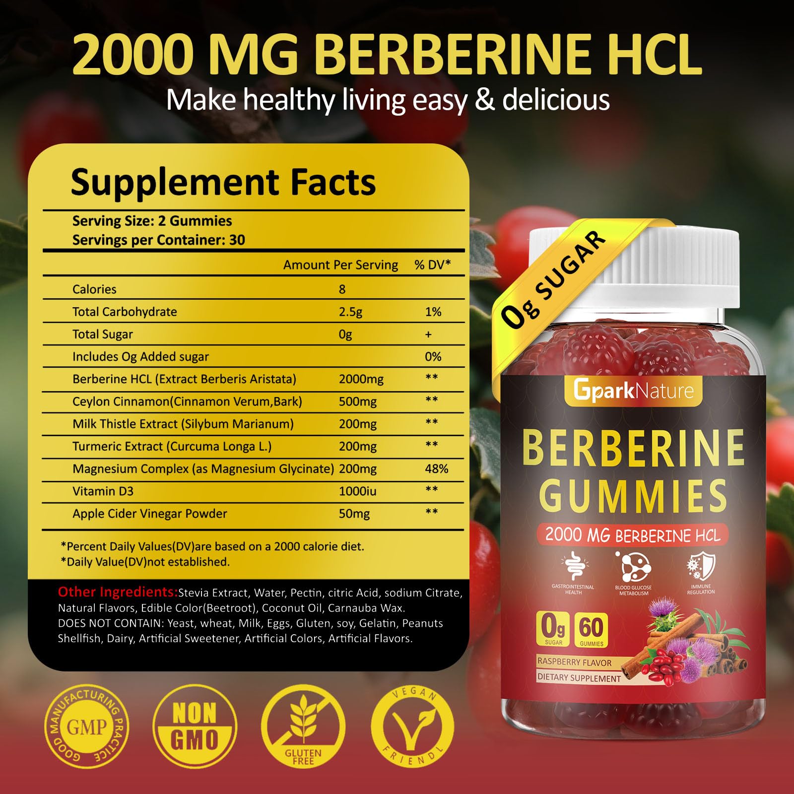 GparkNature Berberine Gummies close-up of gummies