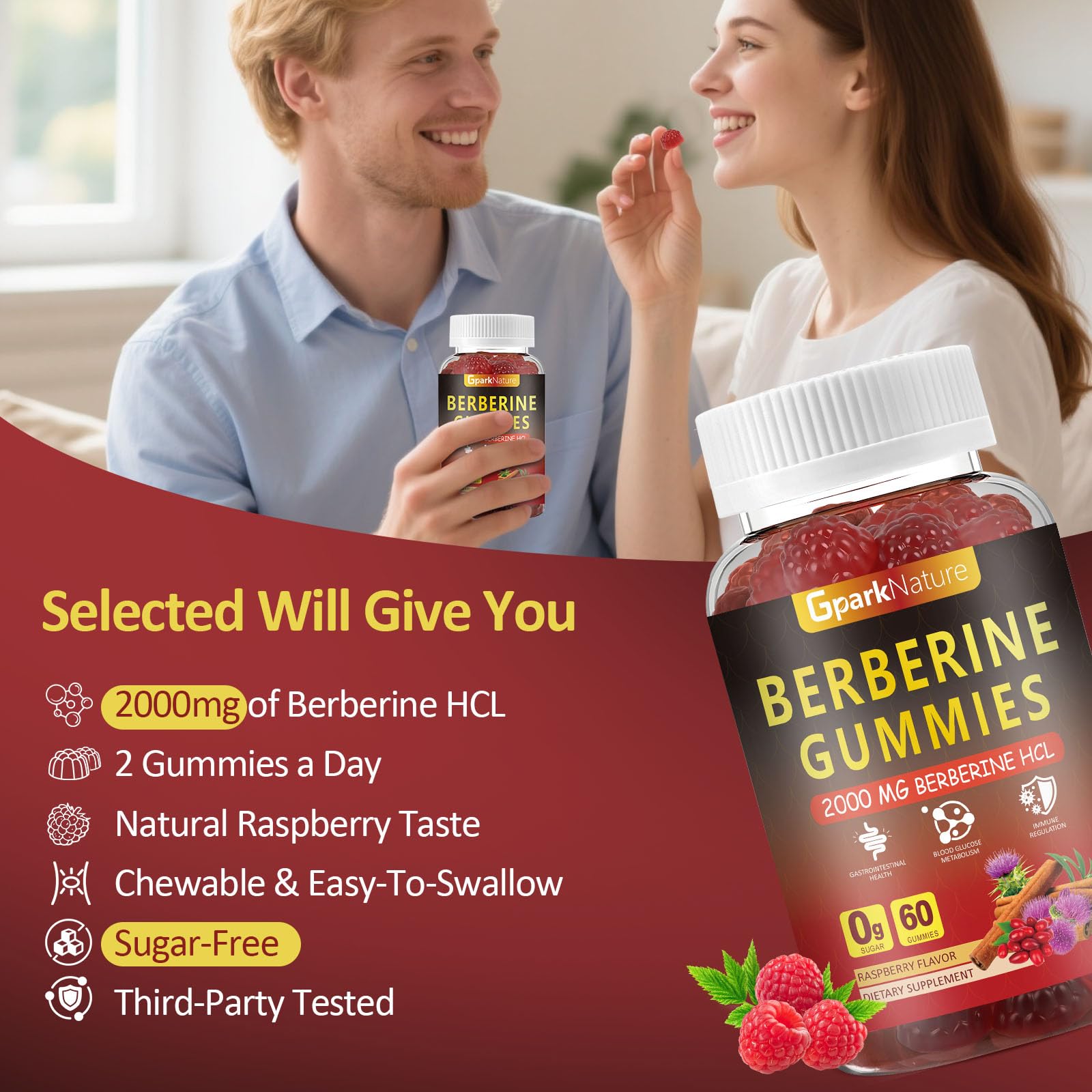 GparkNature Berberine Gummies on a wooden table