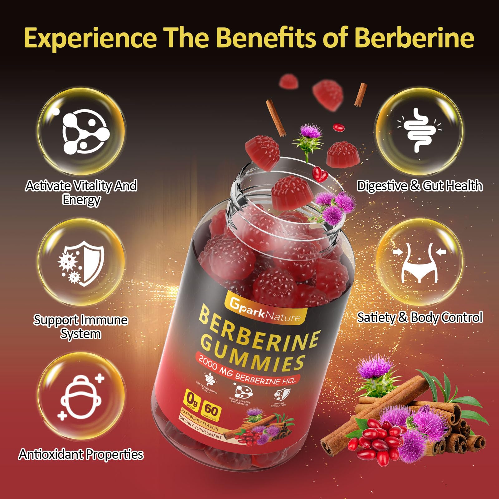 GparkNature Berberine Gummies side view of packaging