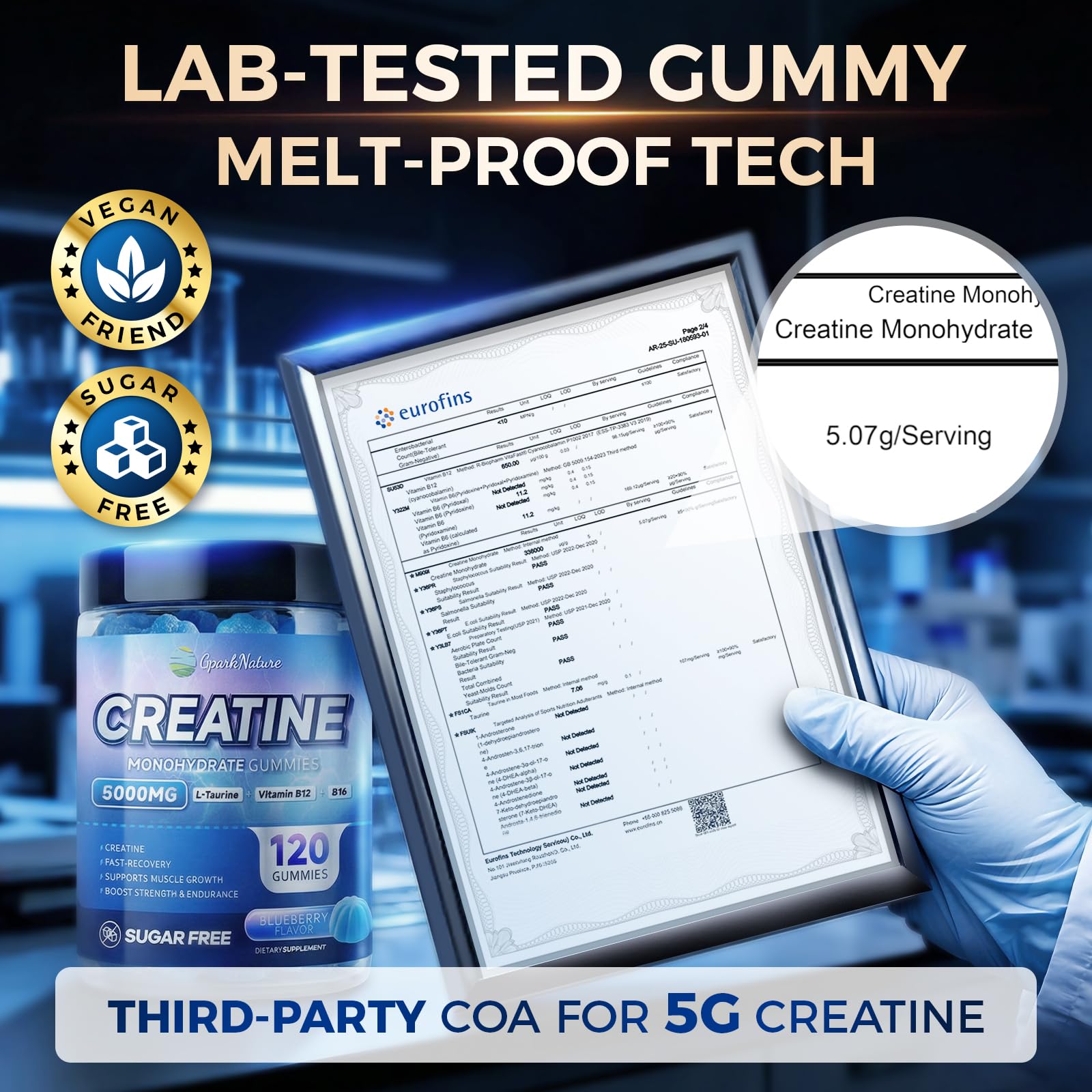 GparkNature Creatine Gummies with real berry flavour