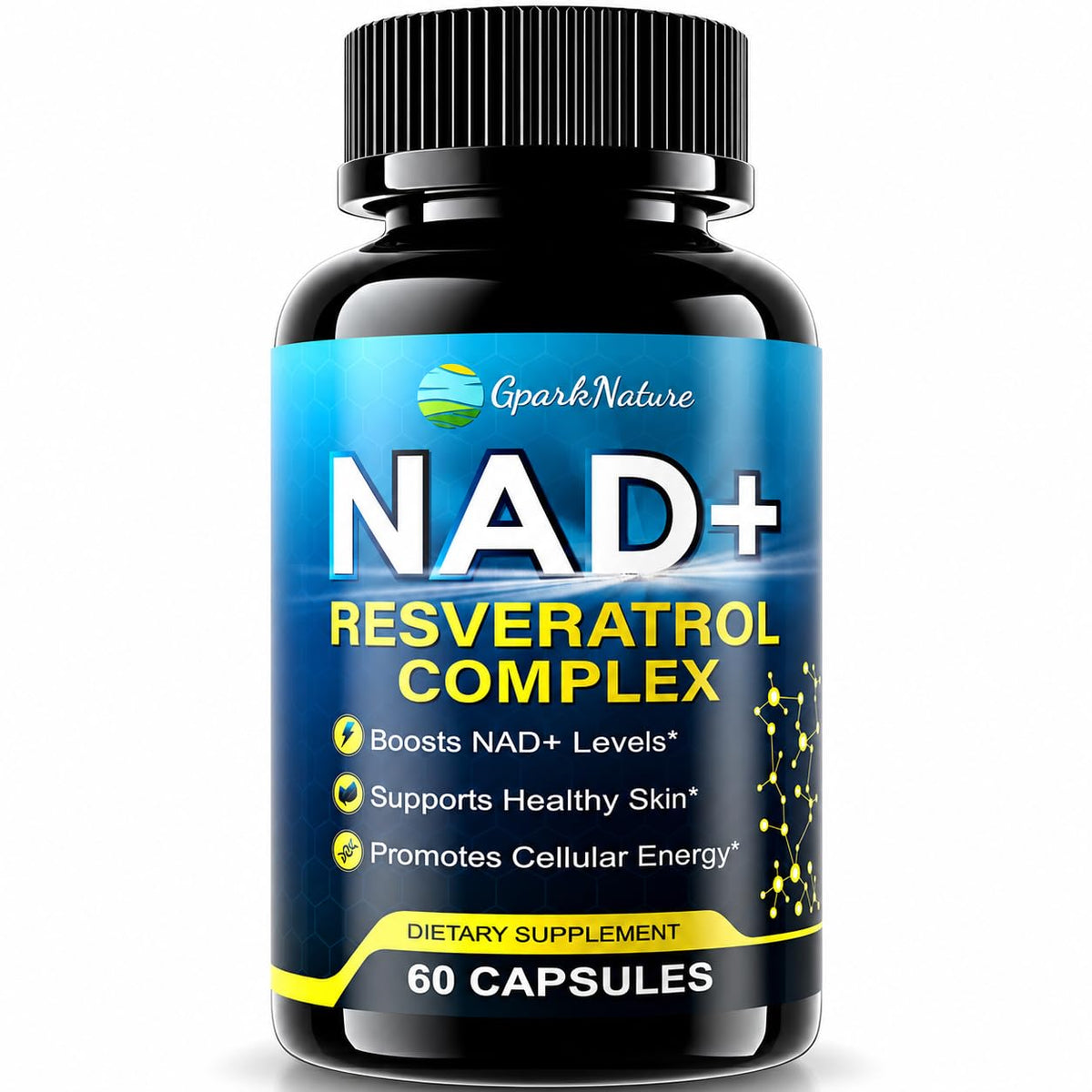 GparkNature NAD+ Resveratrol Complex 60 capsules front view