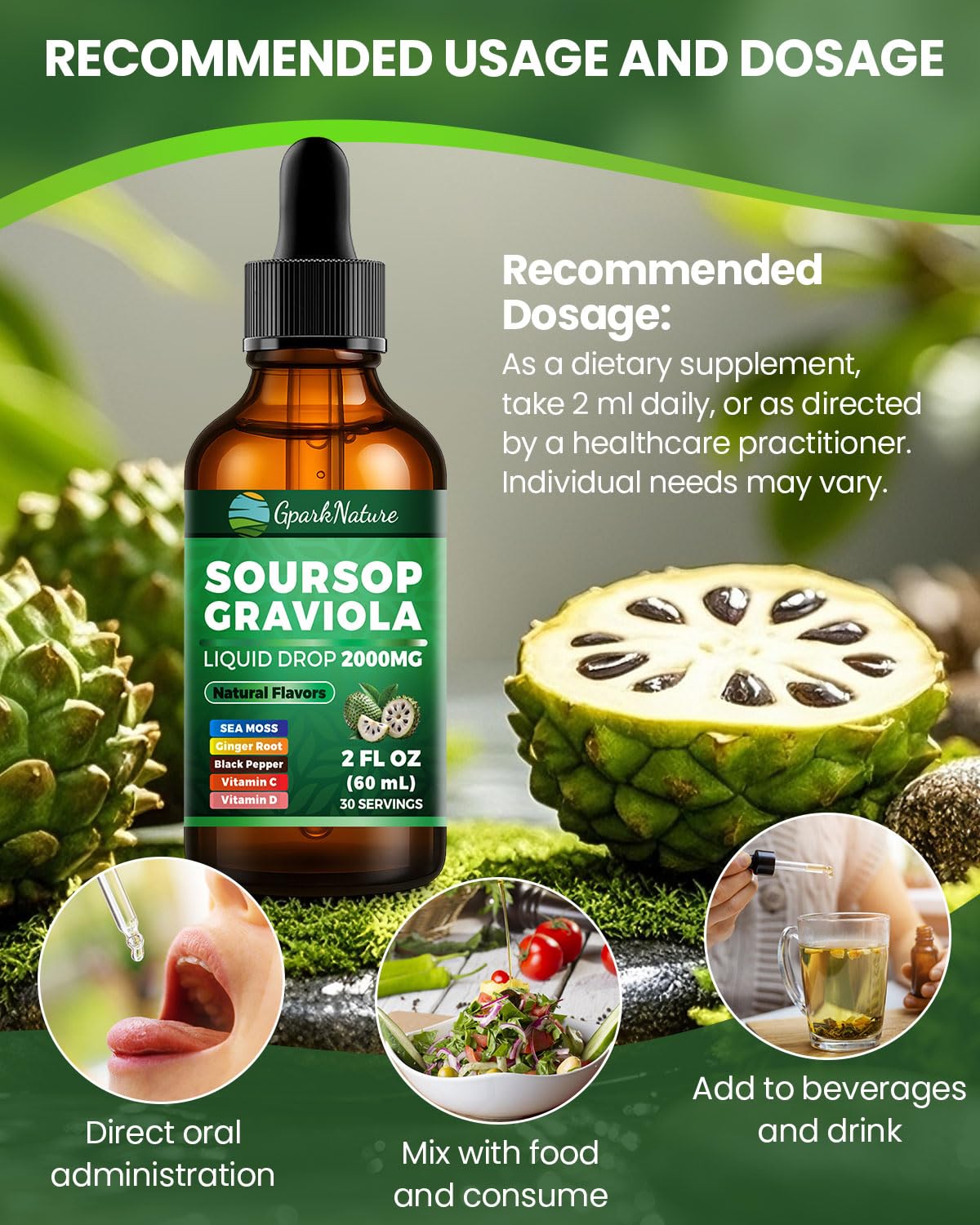 GparkNature Soursop Extract Drops back view