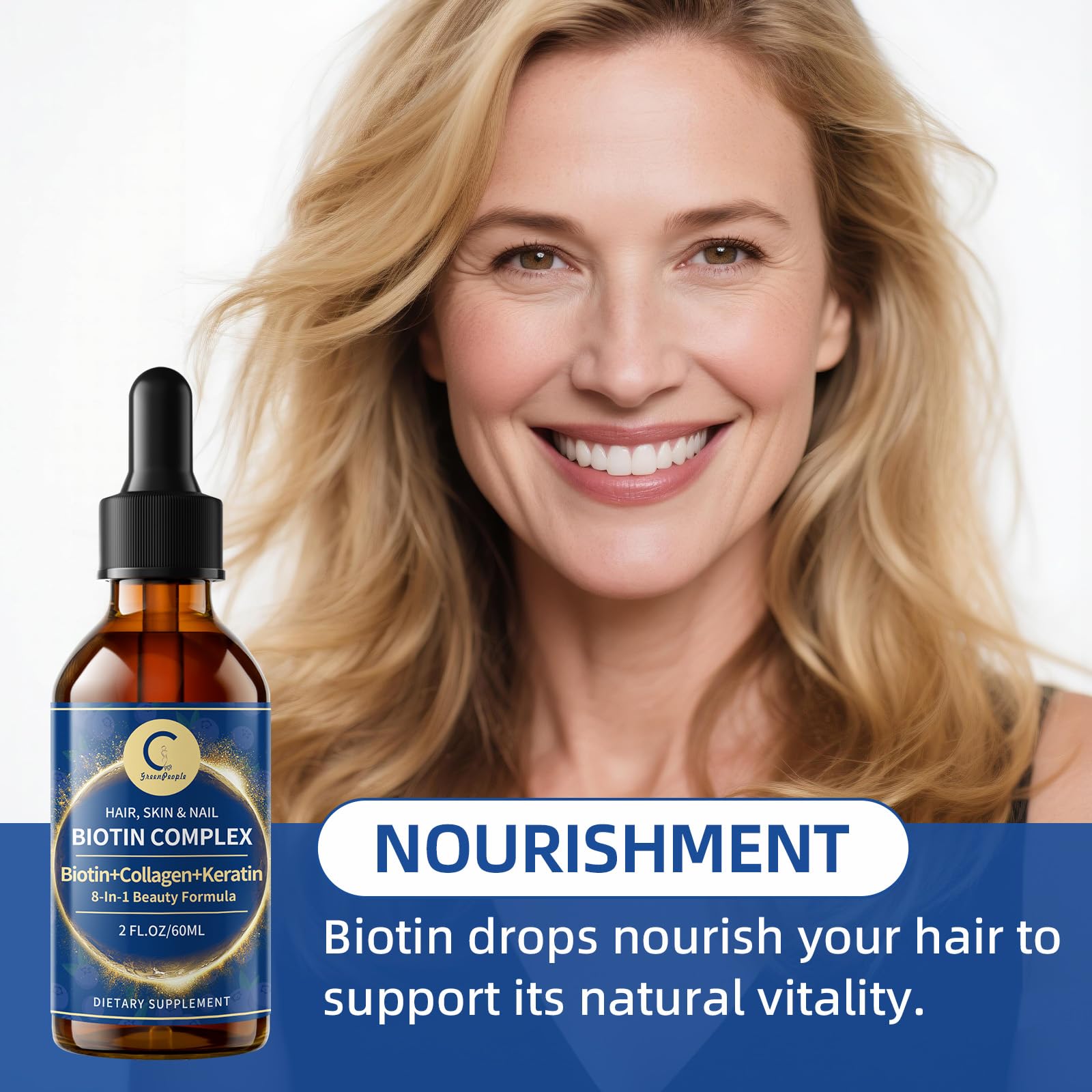 GPGP GreenPeople Biotin Drops 20000mcg liquid in a glass