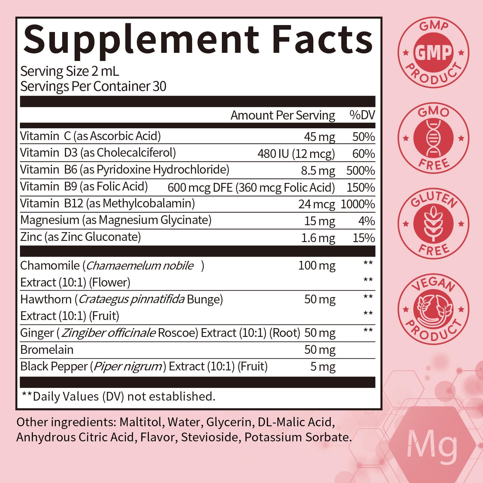 GPGP GreenPeople Magnesium Glycinate Liquid Drops with measuring spoon