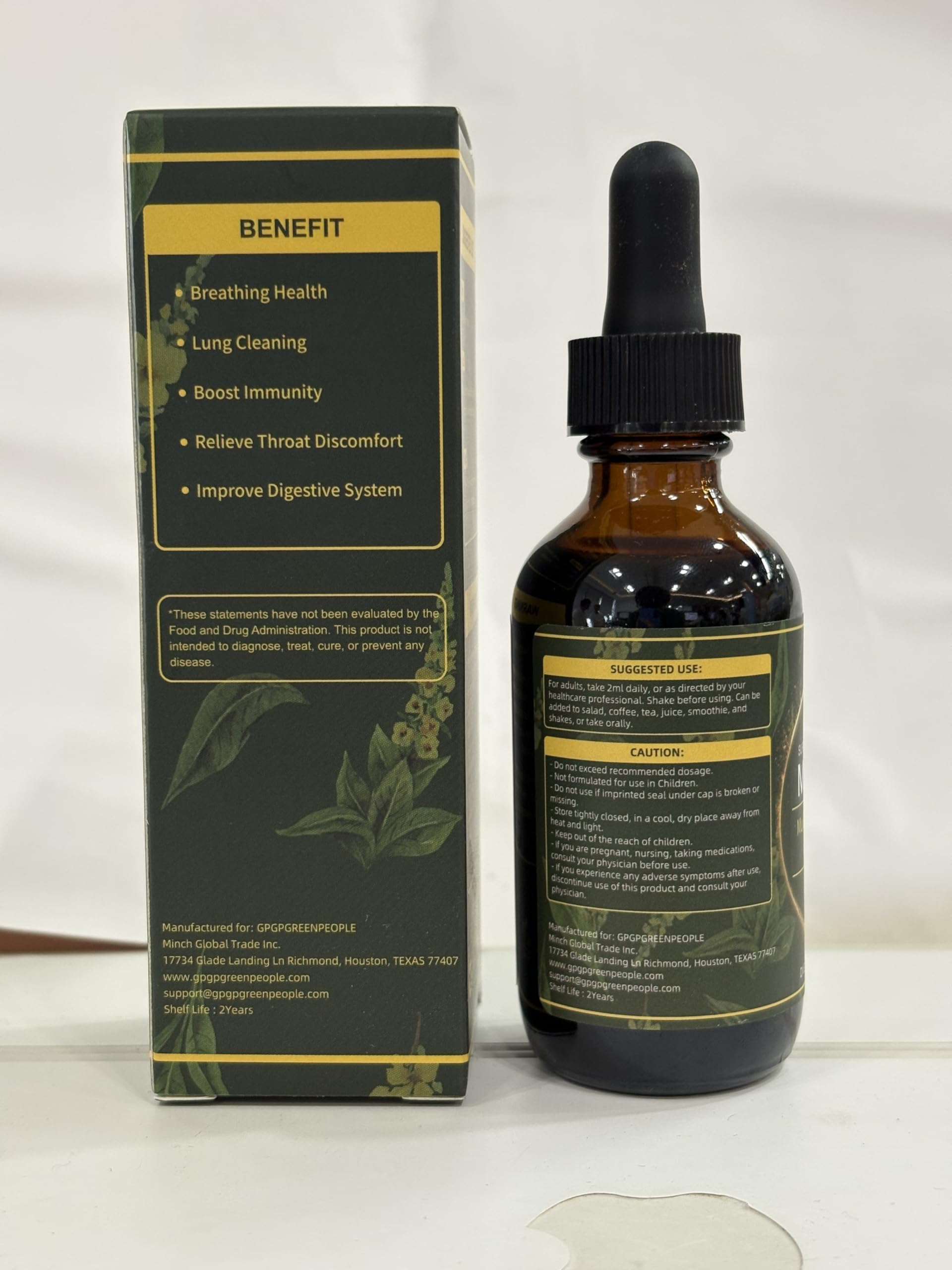 GPGP GreenPeople Mullein Leaf Extract Liquid Tincture ingredients list