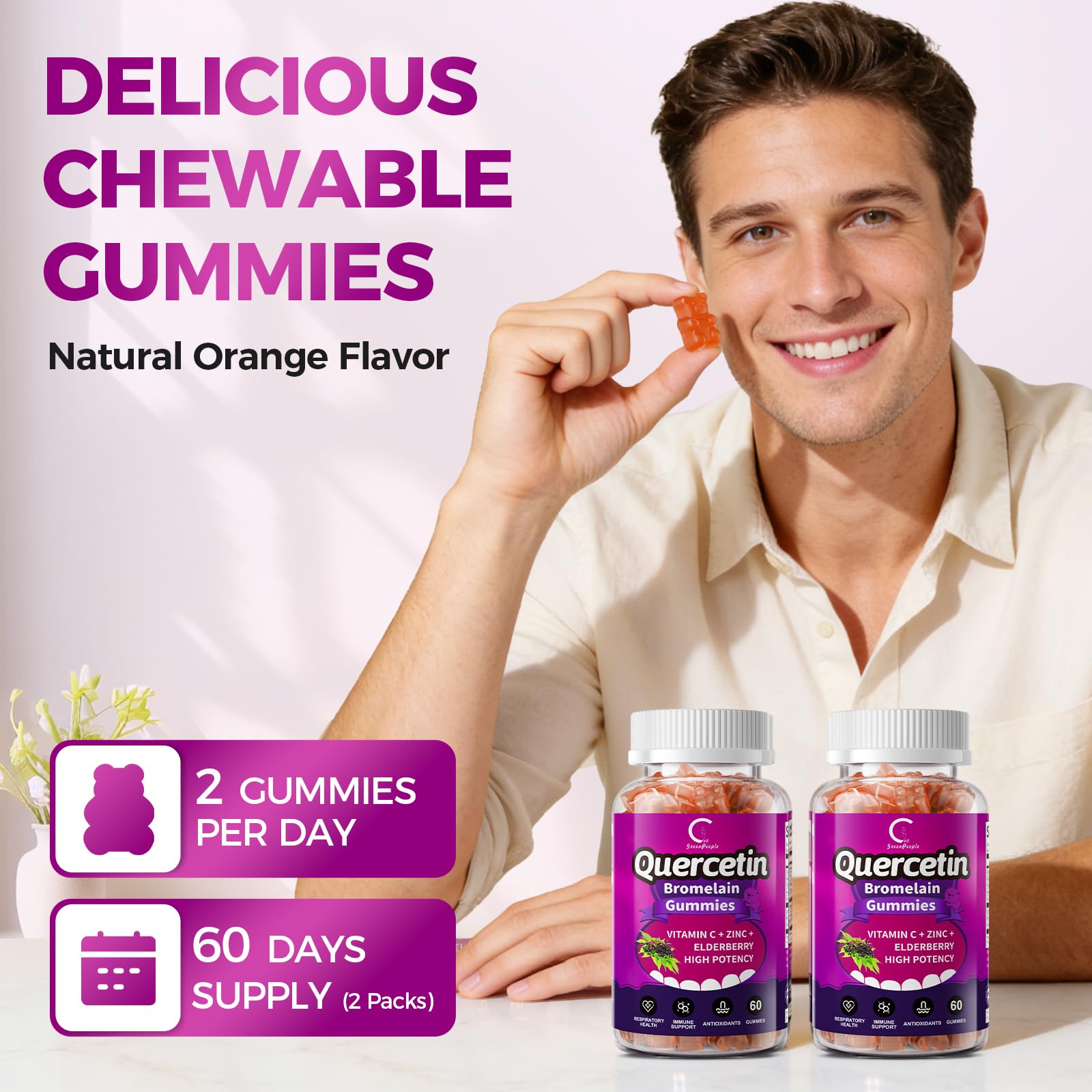 GPGP GreenPeople Quercetin Bromelain Gummies opened bottle