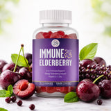 Grab The Gold Elderberry Gummies alongside fresh elderberries
