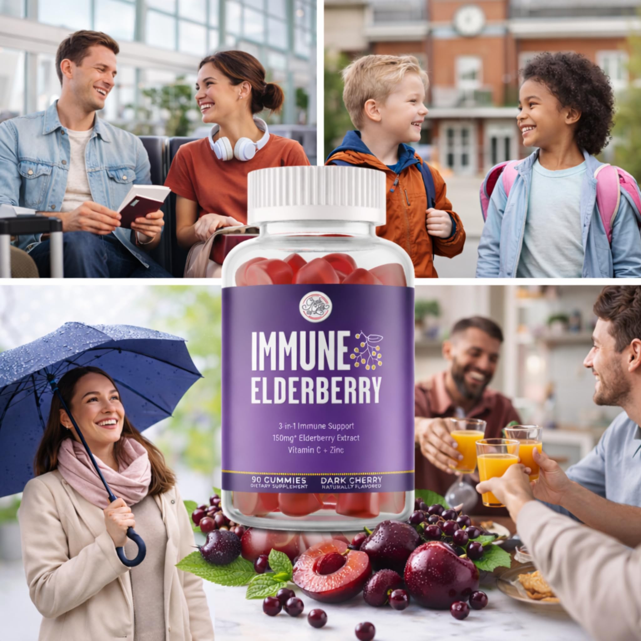 Grab The Gold Elderberry Gummies displayed with other supplements