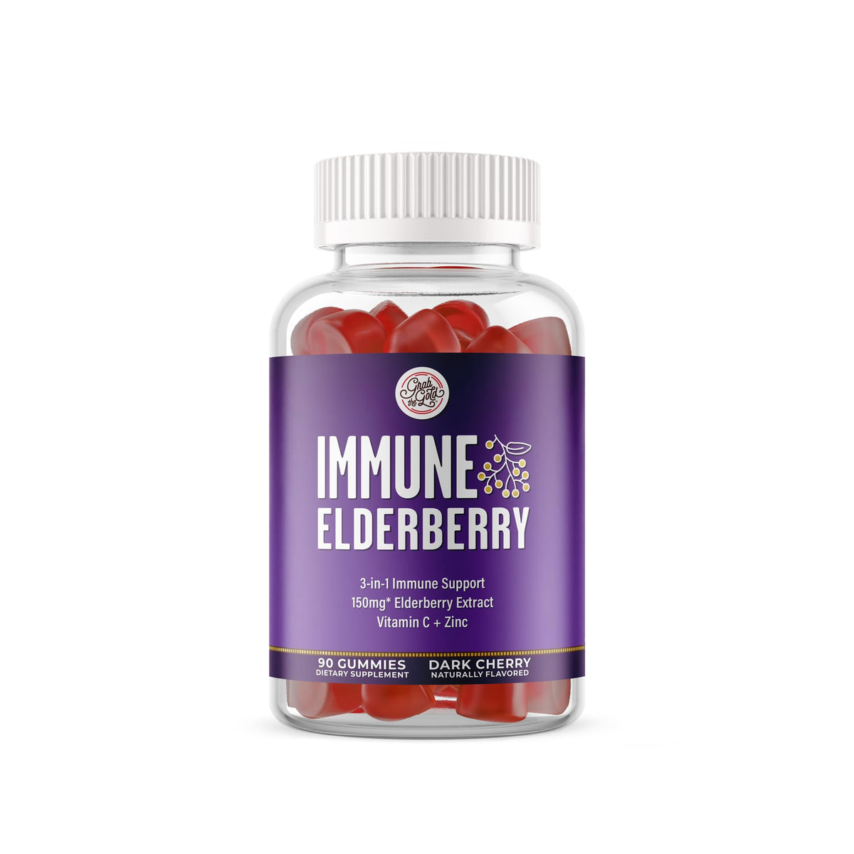Grab The Gold Elderberry Gummies front view with packaging