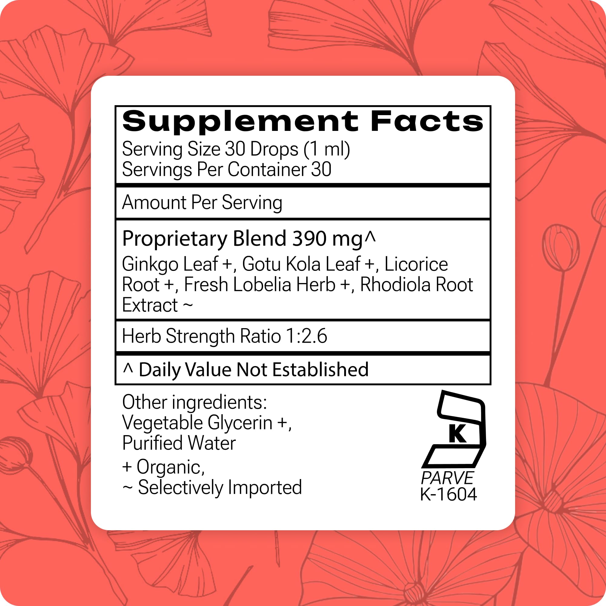 Grama Organic Kids Focus Drops 85g side view showing dropper