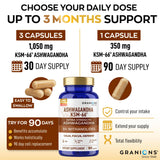 Granions Ashwagandha Supplement 1050mg on wooden table