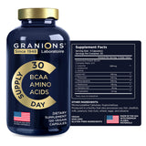 Granions BCAA Amino Acid Complex packaging with a fitness background