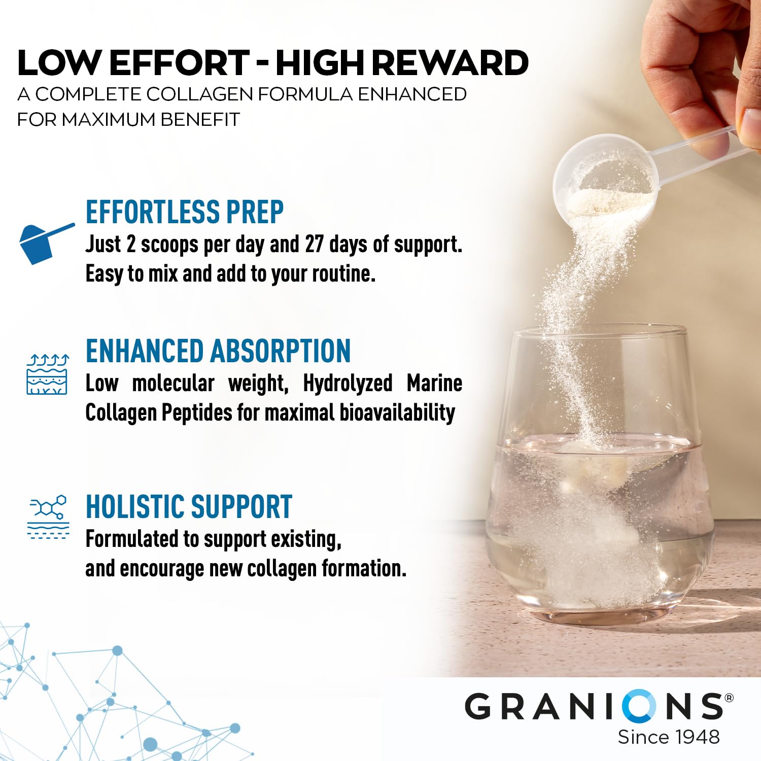 Granions Collagen Complex Powder lifestyle scene with user