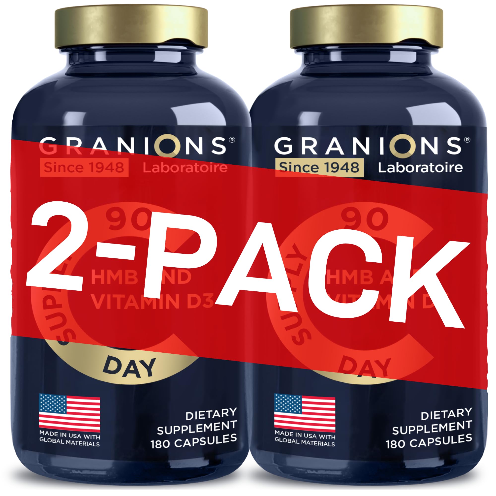 Granions HMB and Vitamin D3 Supplement 360 capsules front view