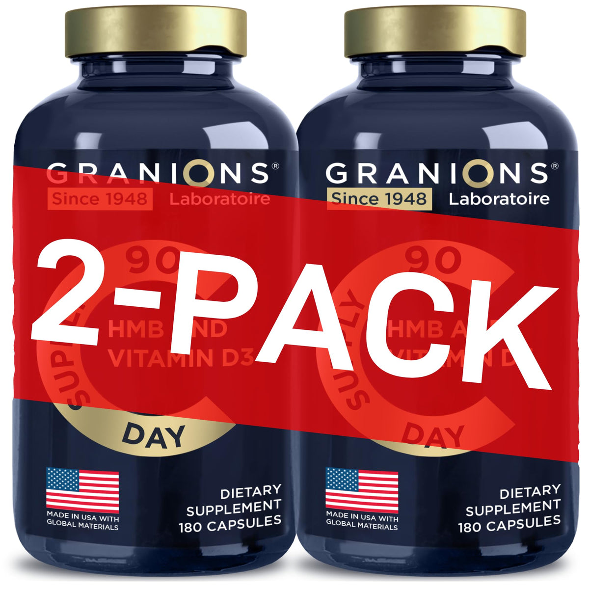 Granions HMB and Vitamin D3 Supplement 360 capsules front view